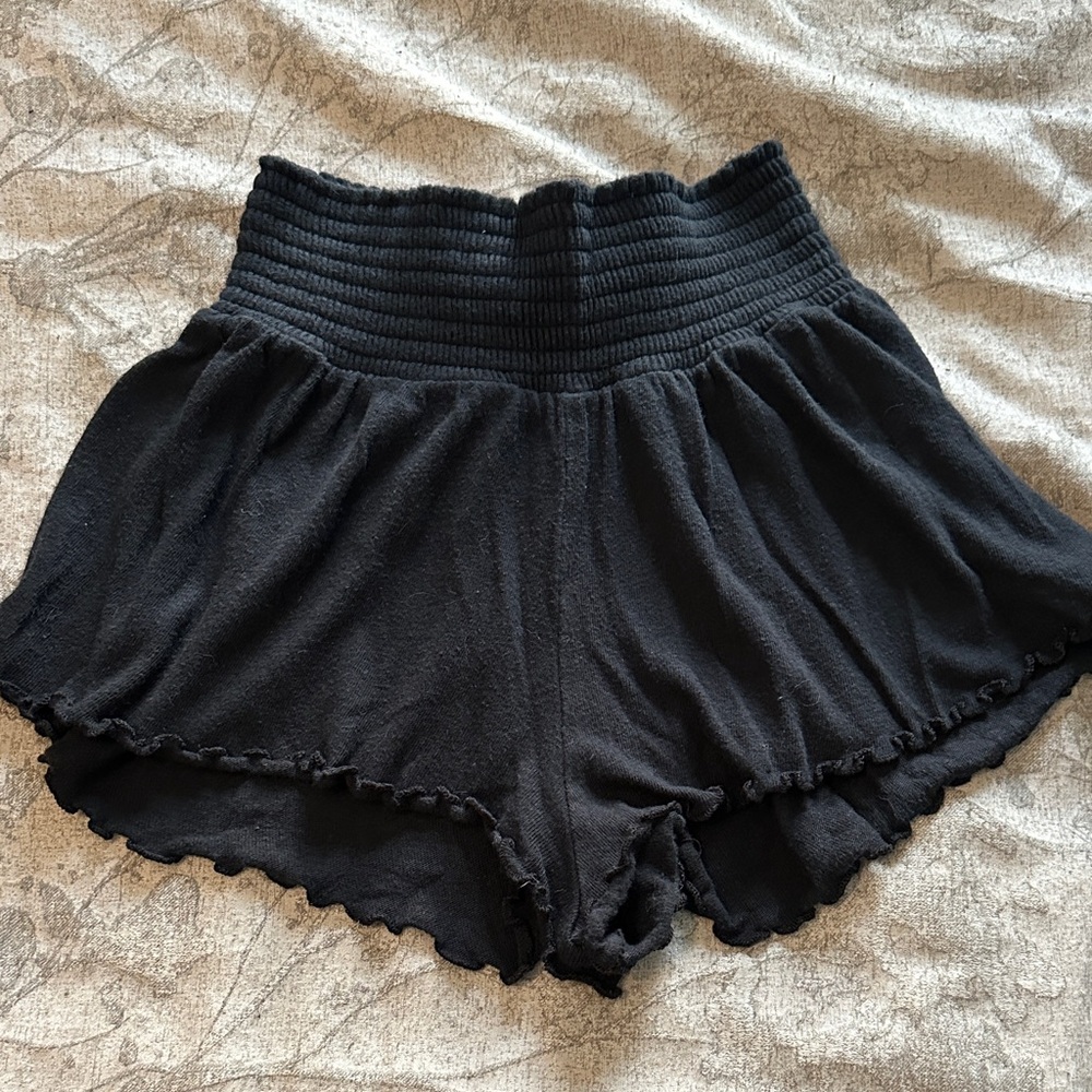 Black Ribbed Women's Shorts